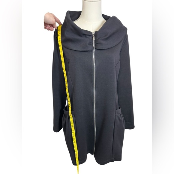 COMFY USA Black Tunic Jacket Boxy  Full Zip Artsy Lagenlook Size M - Picture 7 of 11